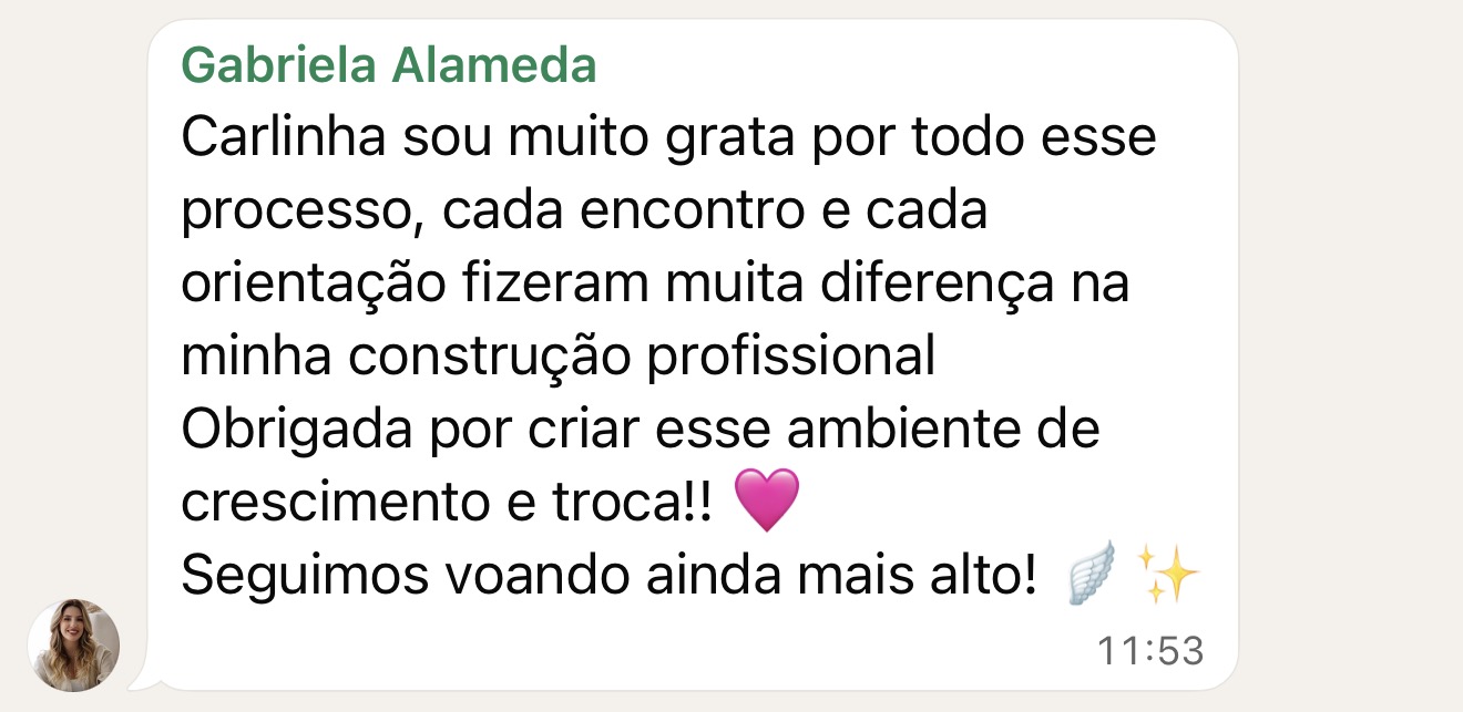 Depoimento de Gabriela Alameda sobre seu crescimento profissional durante a mentoria